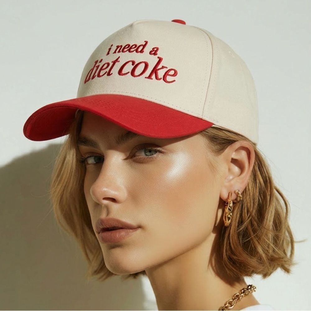 ZENANA | NEW I Need a Diet Coke Red and Cream Baseball Cap OSFA